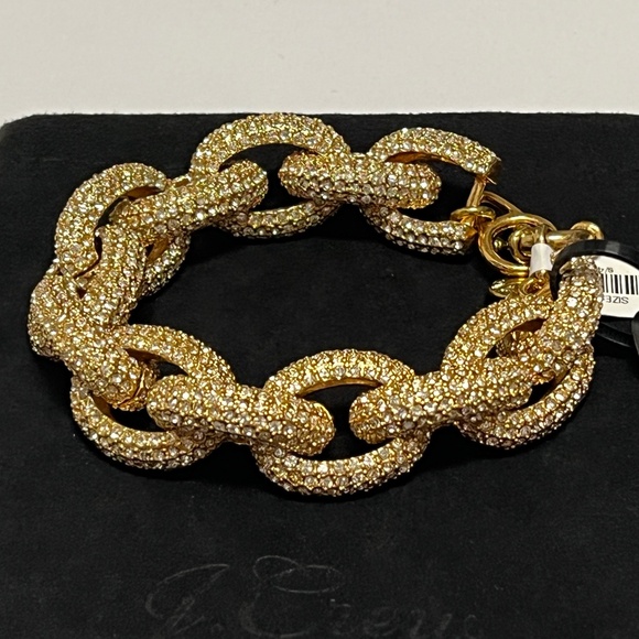 J.CREW Classic Pave Crystal Link Bracelet Gold tone NWT - Picture 3 of 5